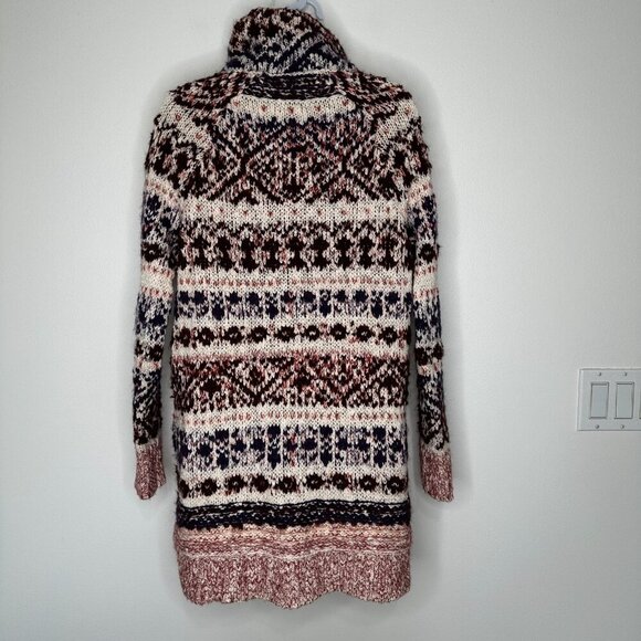 Free People Turtleneck Sweater Mini Dress Fair Isle Wool Blend XS - Picture 3 of 9